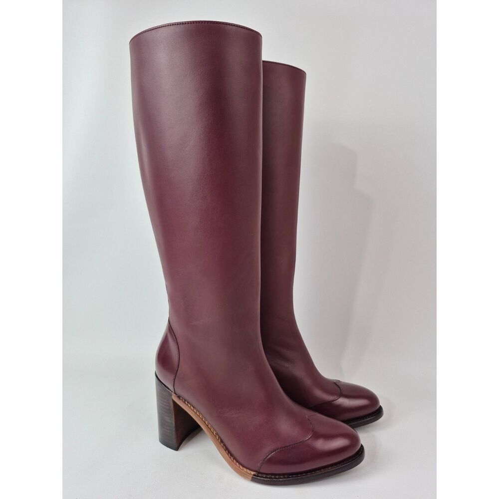 The Office of Angela Scott Women's Burgundy Ms. Sylvie Knee High Boots Size 39